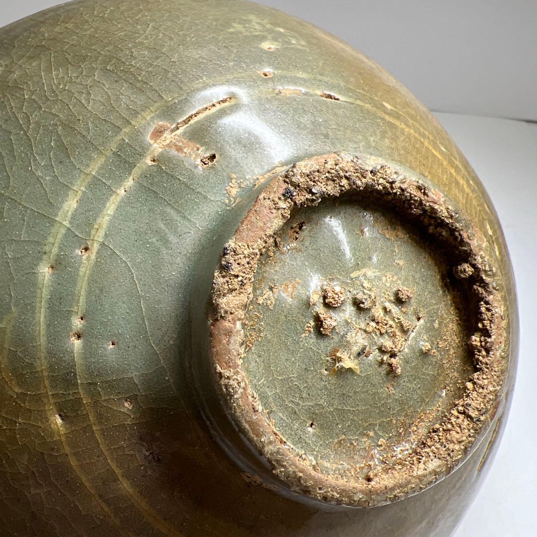 16世紀 高麗青磁白泥象嵌鉢 口径19㎝ 東Y7-1003☆2F