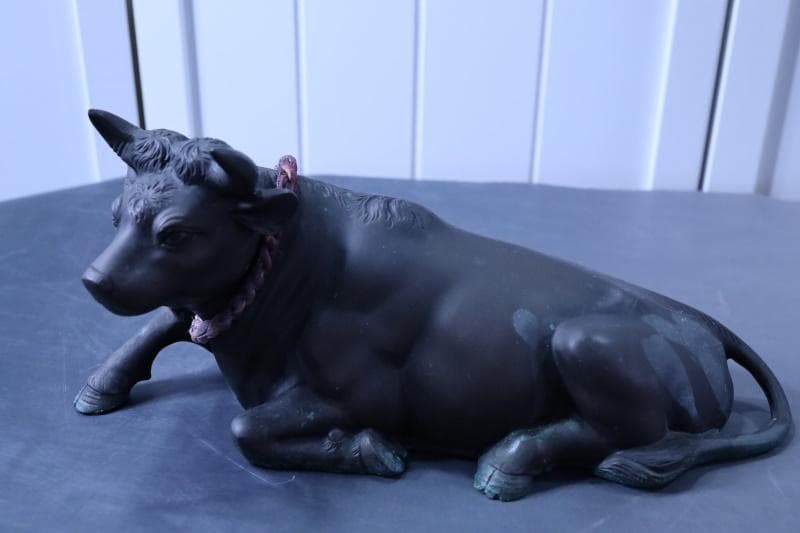 高岡銅器◇鋳銅古銅【夫婦牛】床置き全幅33㎝/28㎝重さ4.2キロ/2キロ