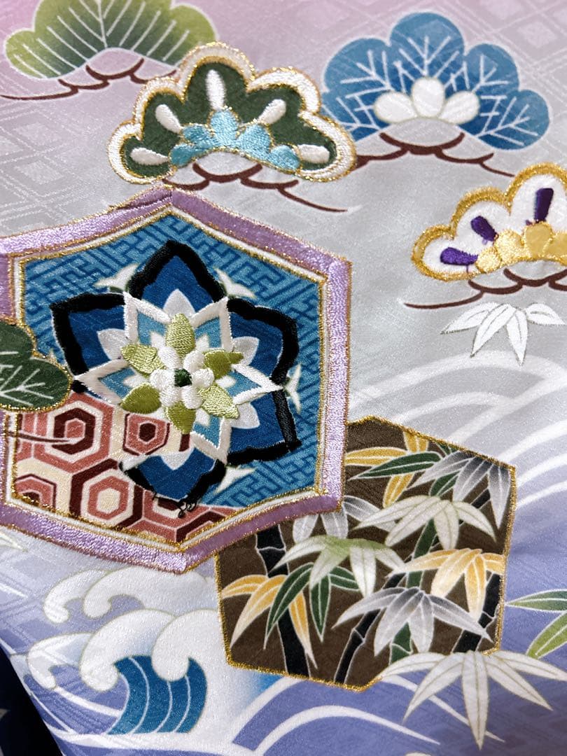 豪華刺繍入り花うさぎブランド♡七五三　5歳　男の子　紫　パープル　ゴールド