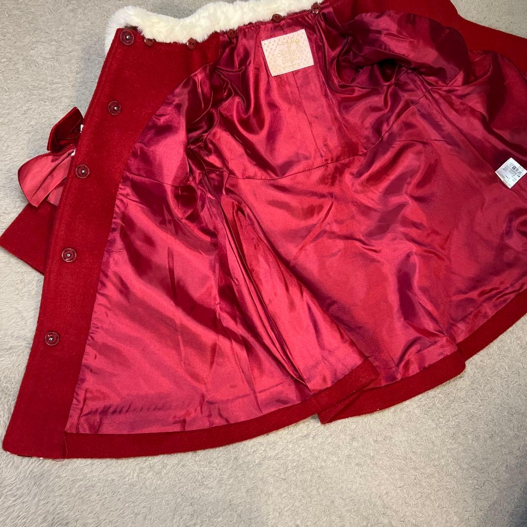 シャーリーテンプル　ラッピングリボンウールコート　赤　80cm-90cm 超美品