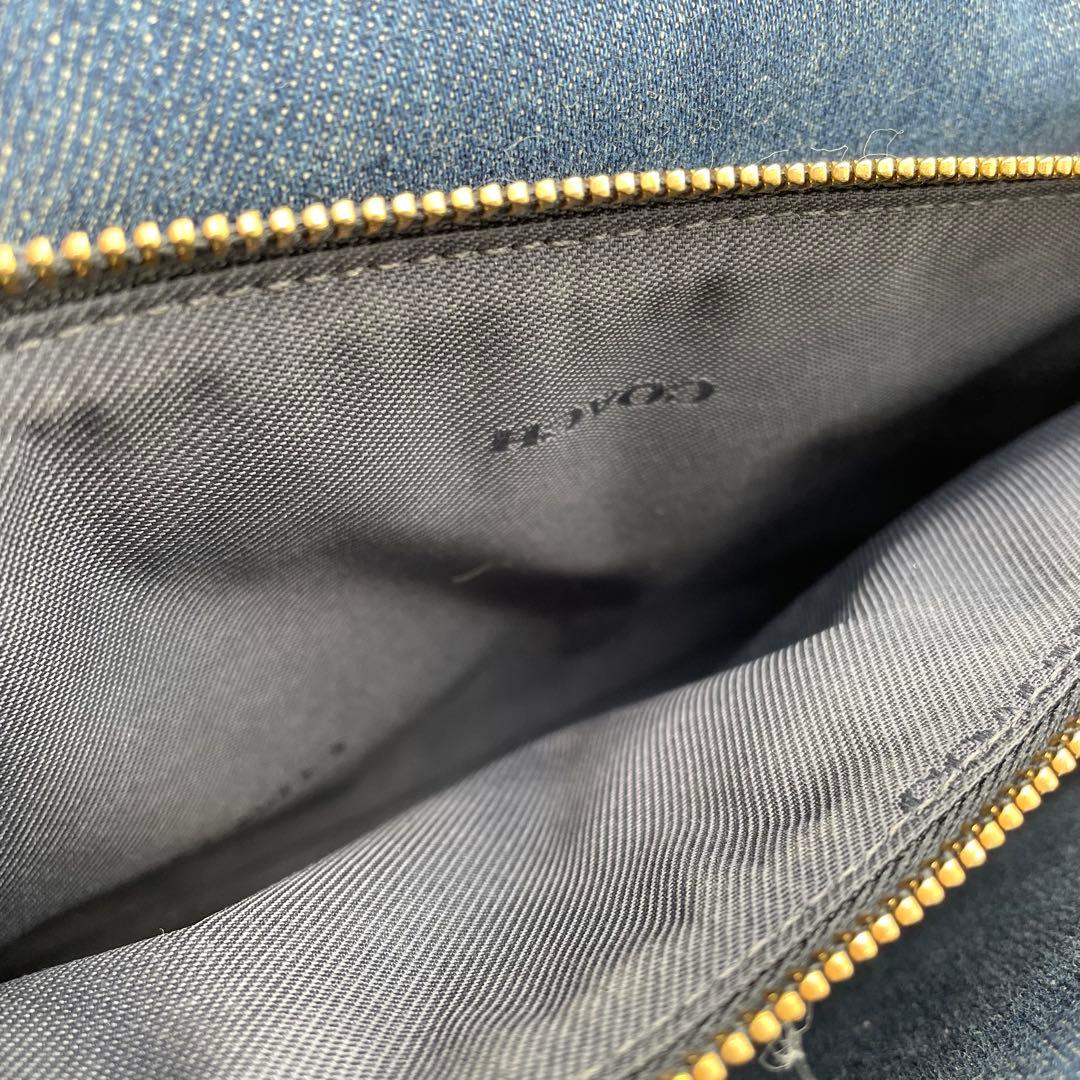 【極美品】コーチ　ショルダーバッグ　ティーローズ　ターンロック　デニム　青