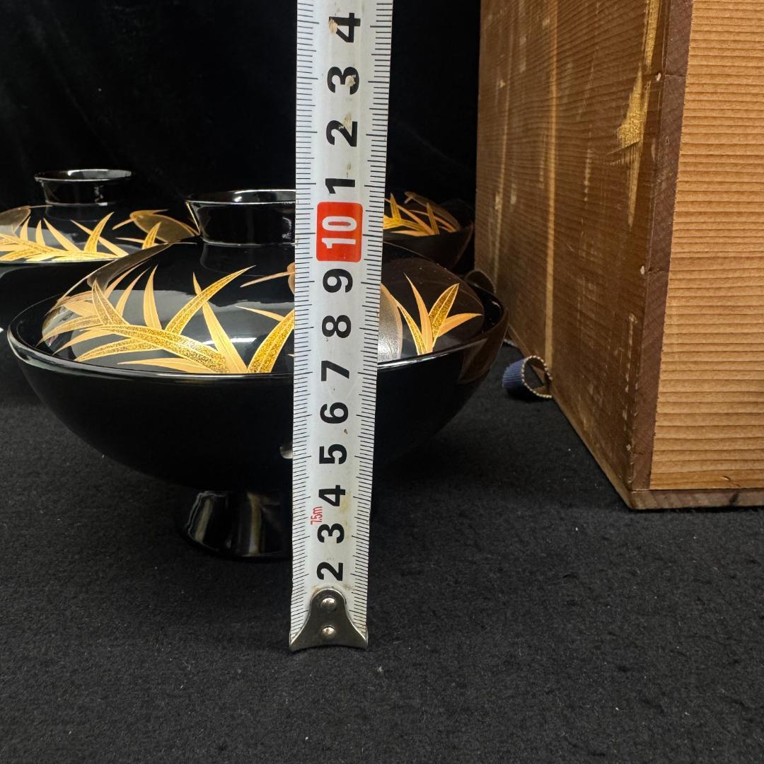 希有　輪島塗　木製漆器 鷺蒔絵 吸物椀 十客14.5cmお正月