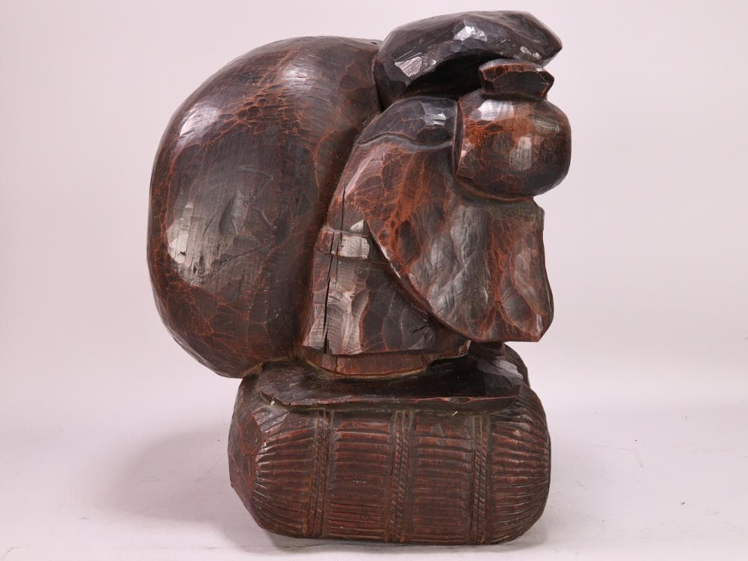 BK201 時代木彫 江戸期 大隅源義縄 作 恵比寿像 大黒像 玉眼 江戸