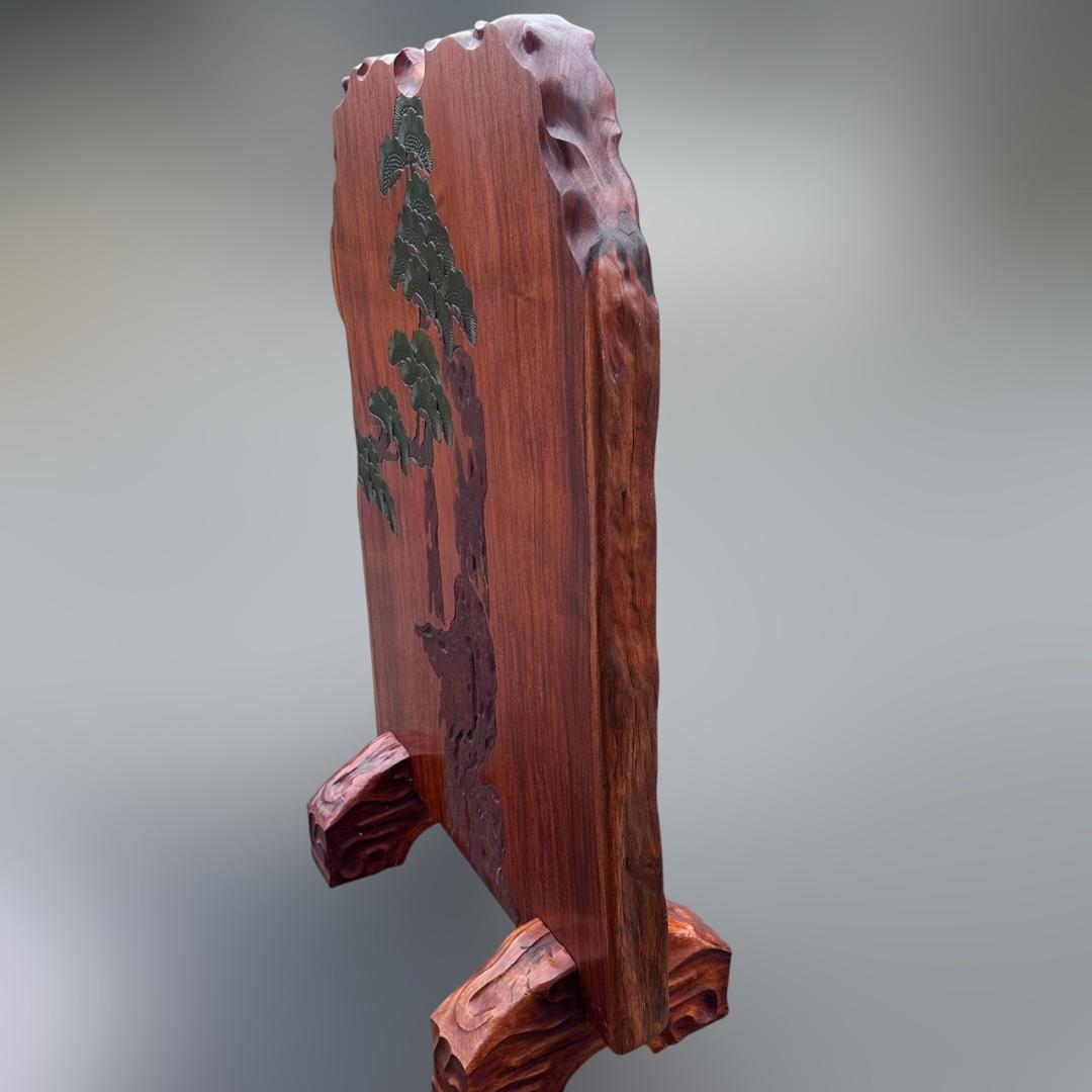 k.s　鷹の衝立　烏城彫　鷹松図　パーテーション　　衝立　間仕切り　62ｋ