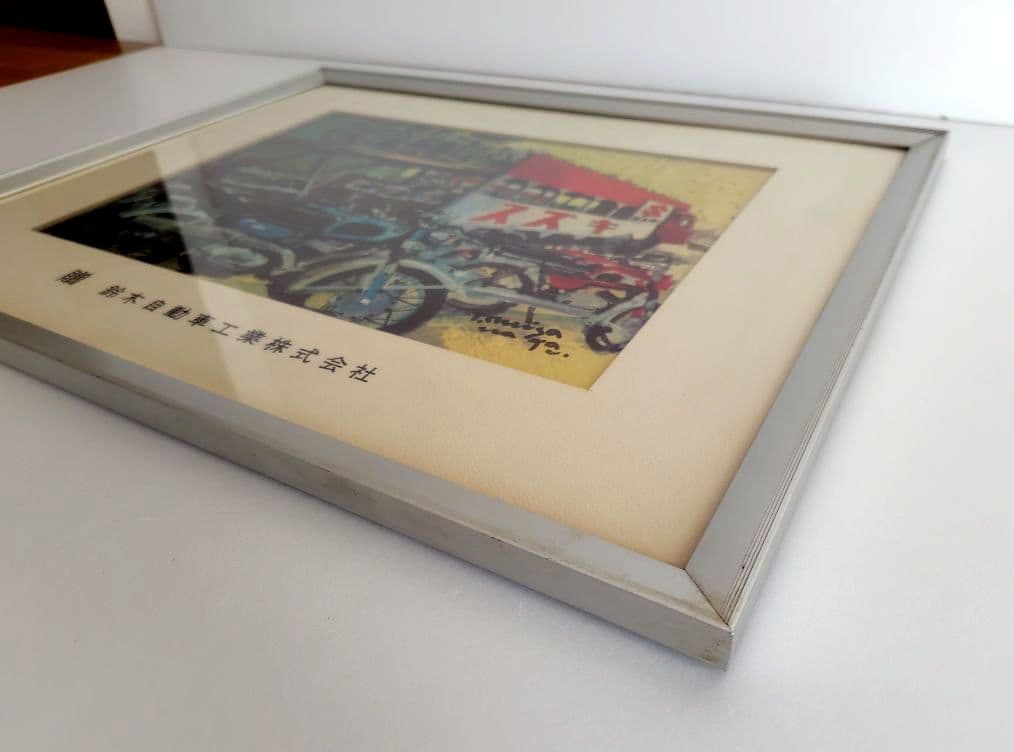 1968年 スズキ感謝制度記念額『二輪』プリント 横約48.5cm 鈴木自動車