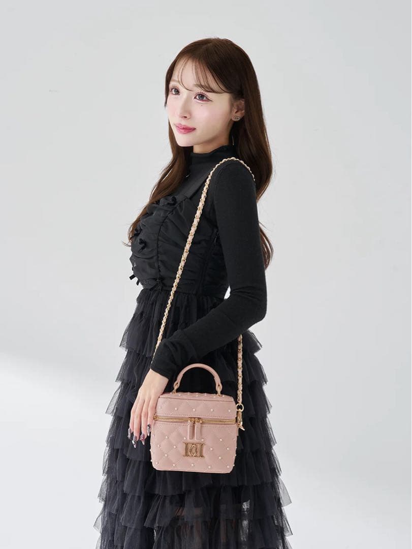 Darich キルティングパールスクエアミニバッグ ゴールドパーツ ピンク