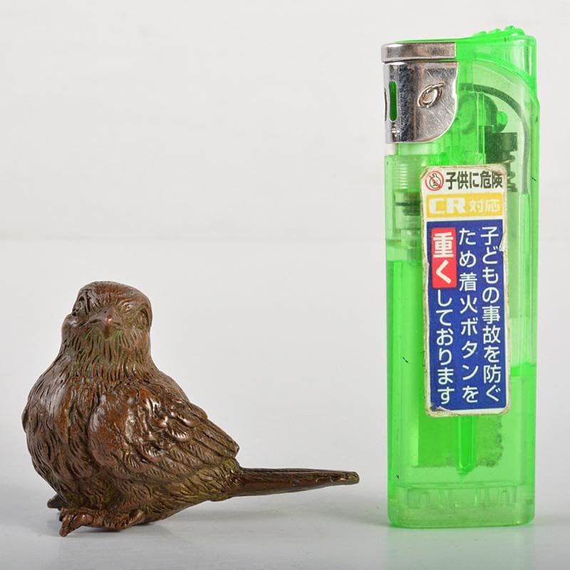 金工名品　古銅宣徳銅　鳥　紙鎮　置物　在銘　C　R6874E