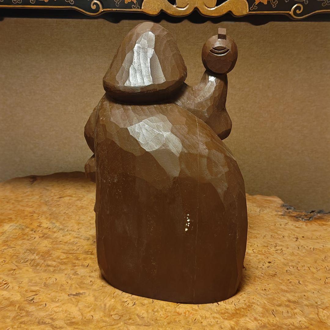 希少時代木彫 クスノキ一刀彫大黒天像36cm 香木骨董縁起飾品美術品骨董品