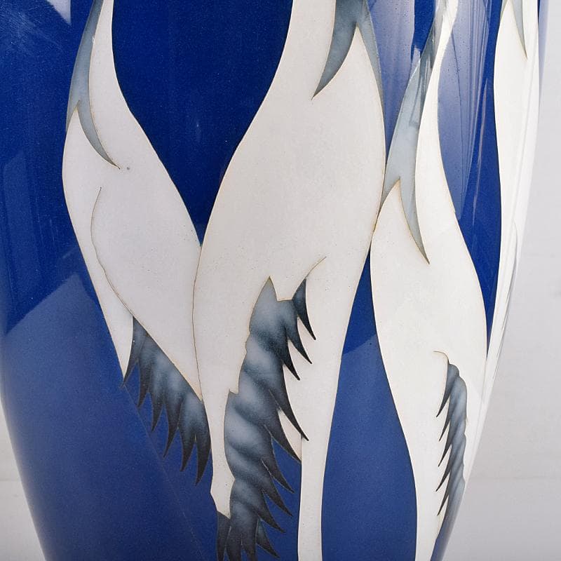 七宝焼 鶴文 花瓶 時代箱付 M R8883B