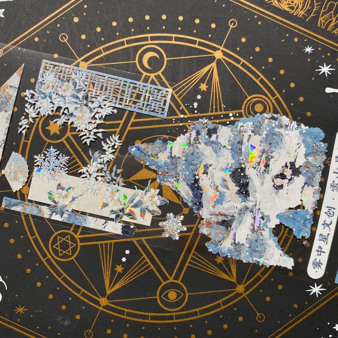 9252】海外 マステ 中古巻 貝殻光マスキングテープ 青い 自然風景 背景