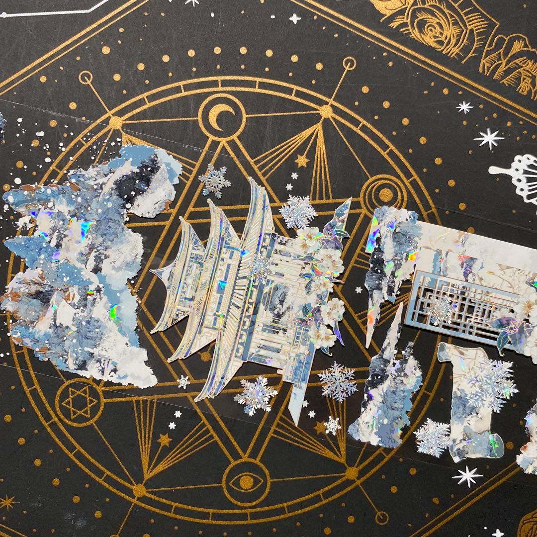 9252】海外 マステ 中古巻 貝殻光マスキングテープ 青い 自然風景 背景