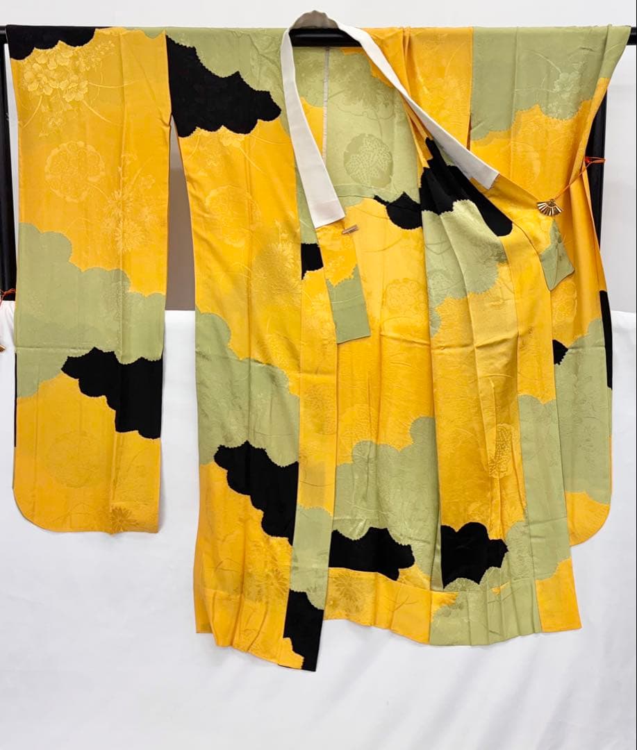 斉藤三才　成人式振袖　長襦袢付　着物　正絹　鳩／濃紺系《き676》#江戸小もーん