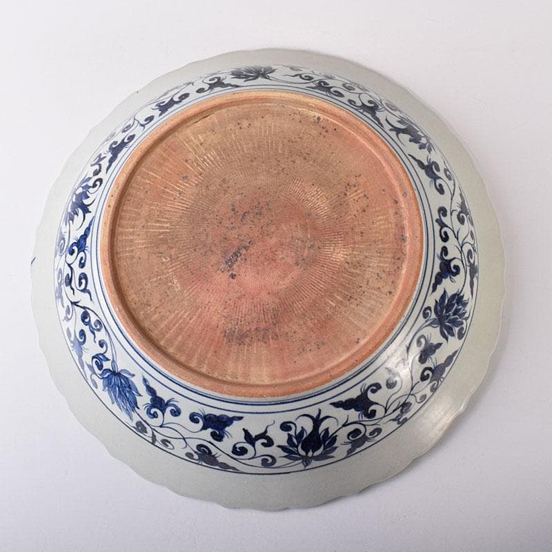 中国 青花 山水麒麟文盤 大皿 輪花皿 直径約41㎝ V 7324C - メルカリ