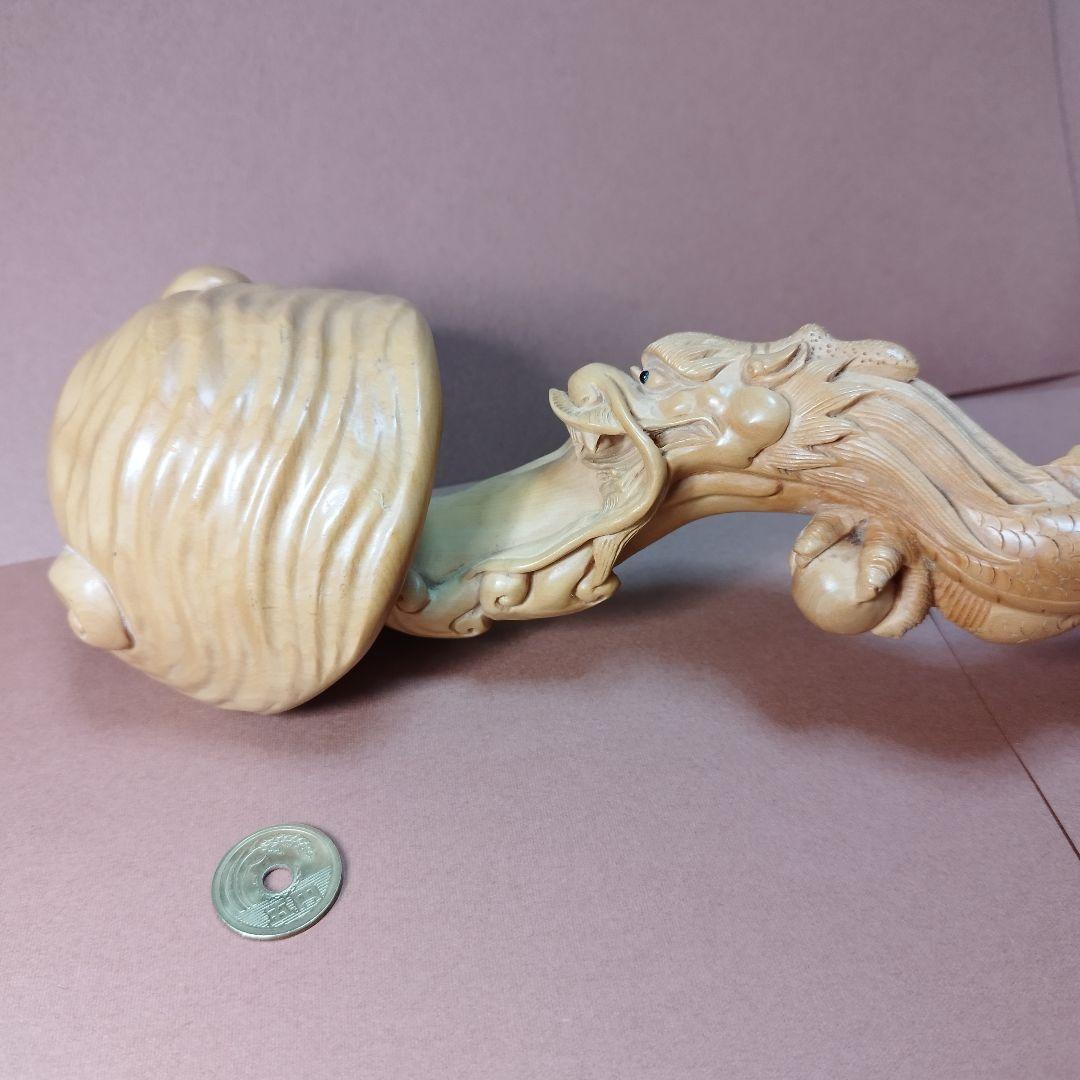 黄楊彫刻作品「皇帝龍霊芝如意」《整理番号:BU003》