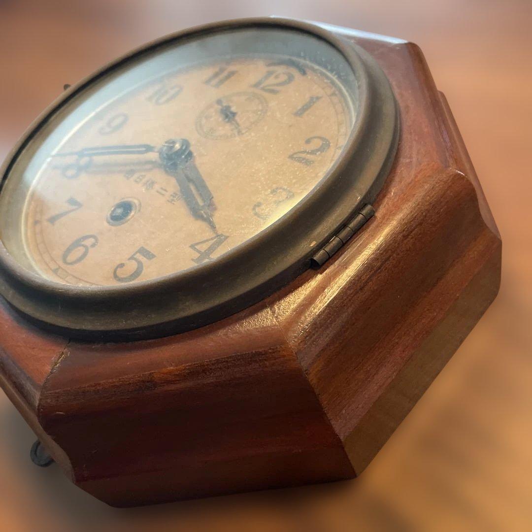 アンティーク古時計 八角形 木製掛時計