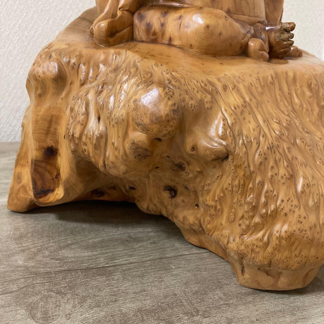 大型 天然木 木彫り 七福神 布袋様 中国美術 置物〈検 オブジェ 仏像