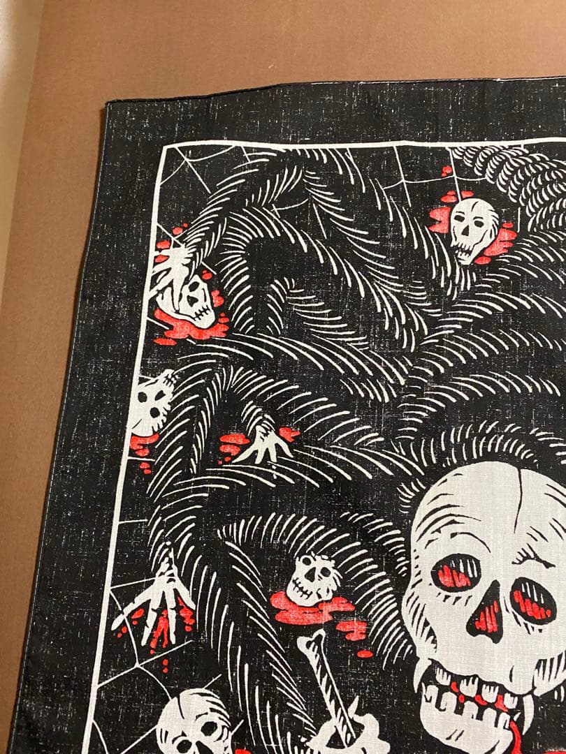 80s'ビンテージスパイダースカルバンダナ古着バイカーロカビリー