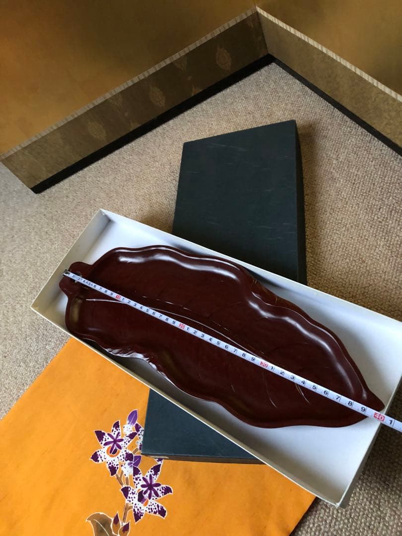 漆器 葉型 盆 箱入 40 木製漆器 漆塗