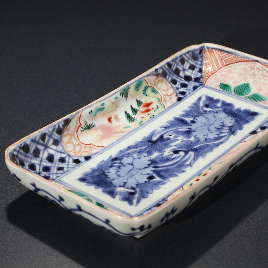 伊万里金襴手 花文長皿 骨董 古伊万里 R0229w3ダB