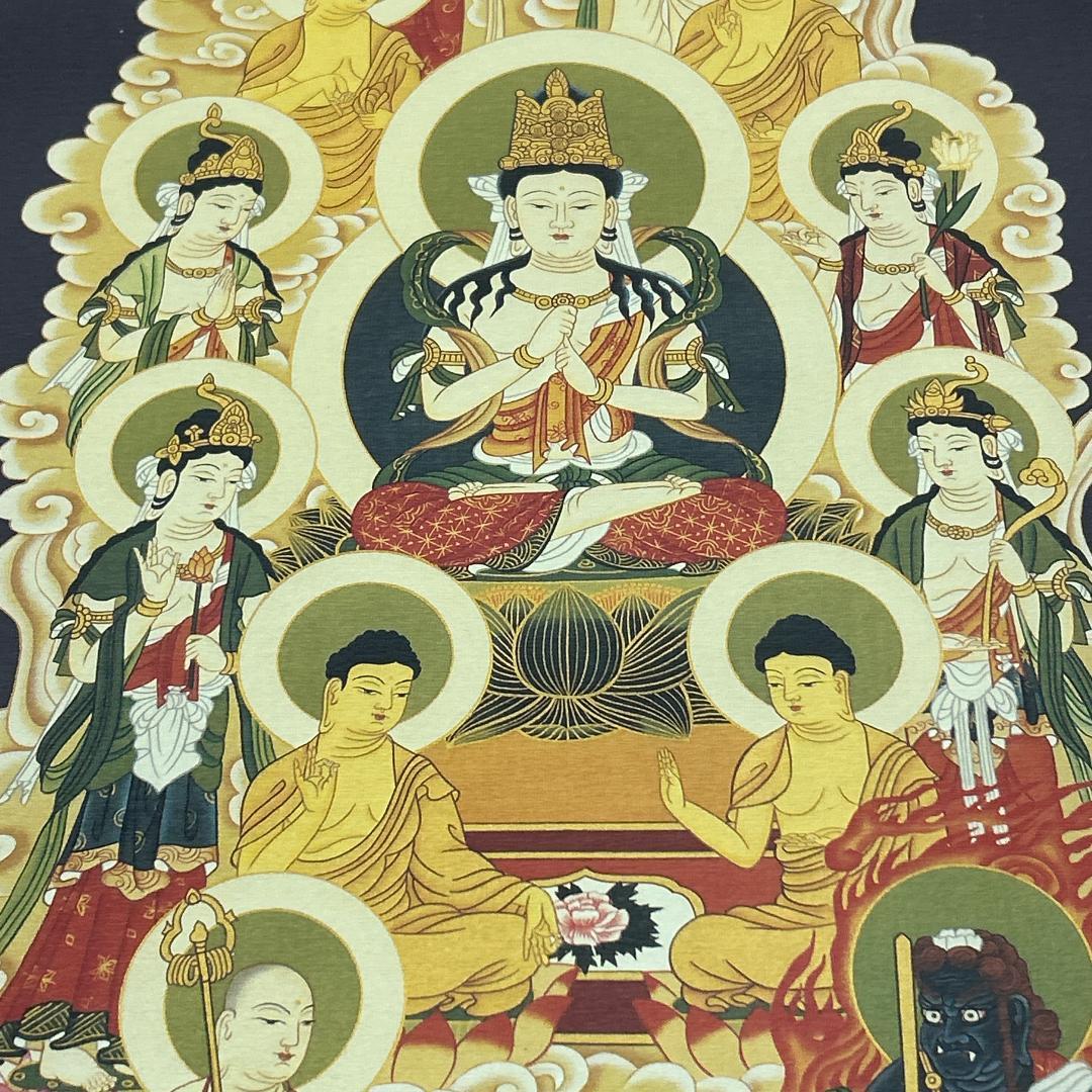 掛軸 十三仏様 木箱付き 仏画 弘法大師 真言十三佛 平成