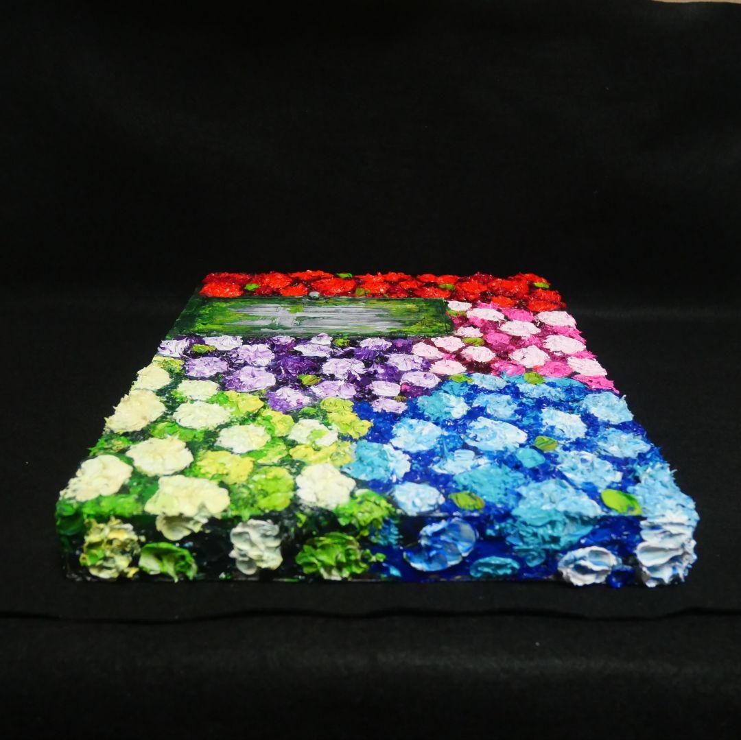 油絵 油彩 油彩画 絵画 絵【扉の先の紫陽花の階段】