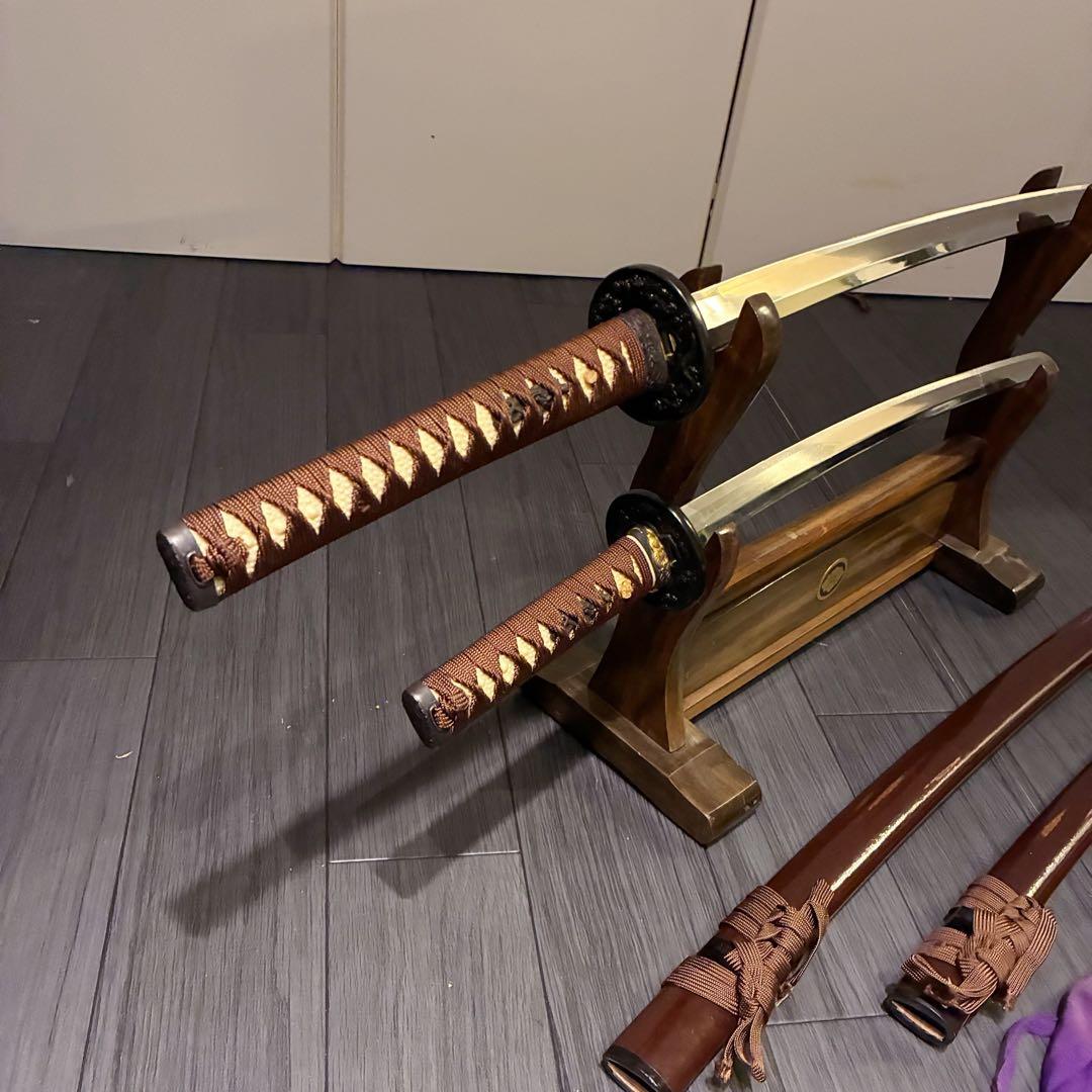 高級模造刀　居合刀　 美術刀剣　太刀　脇差　大小セット　深茶拵え