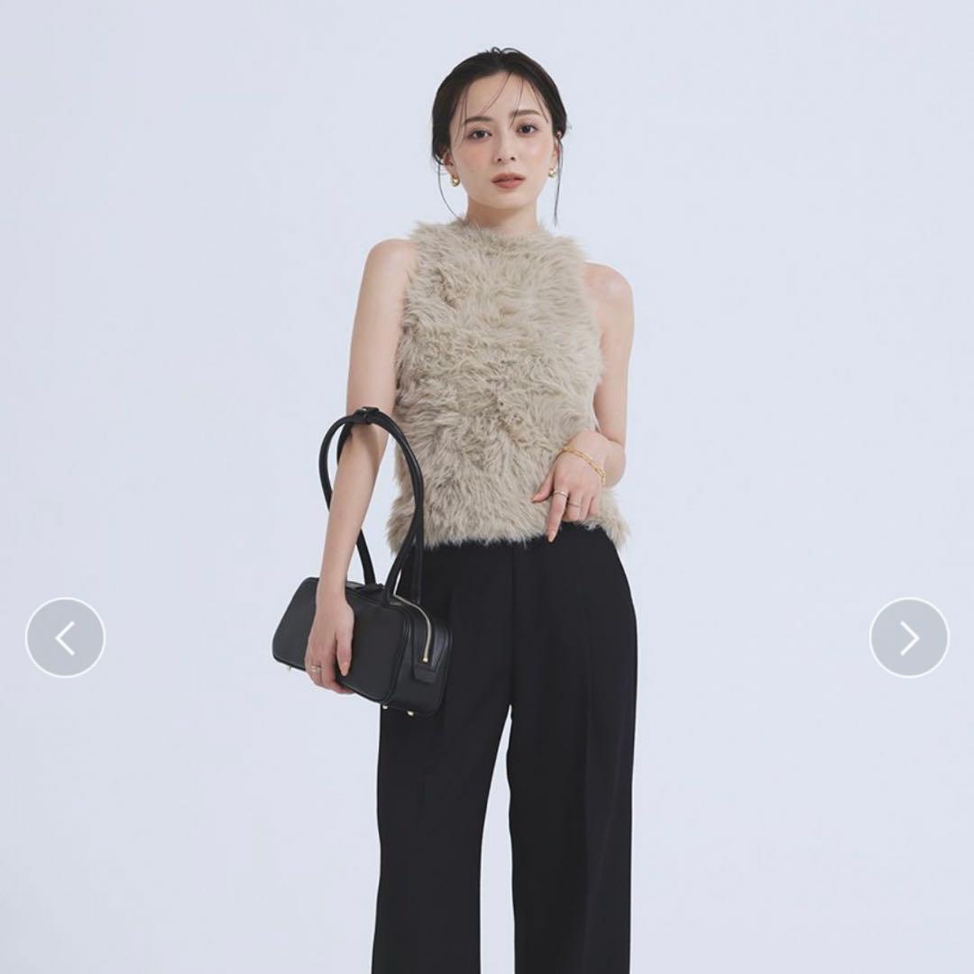 【美品】anuans ファーライクノースリーブニットトップス