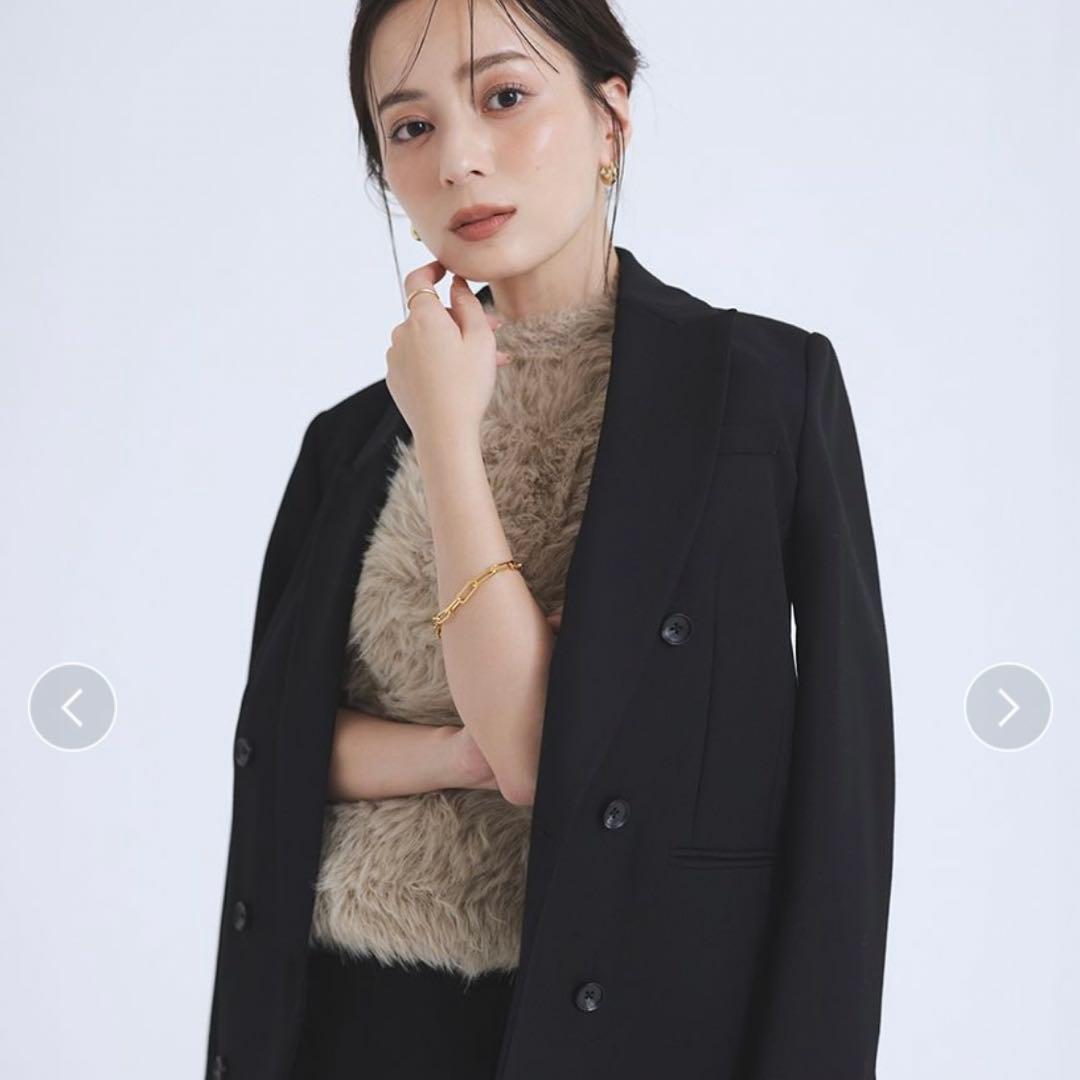 【美品】anuans ファーライクノースリーブニットトップス