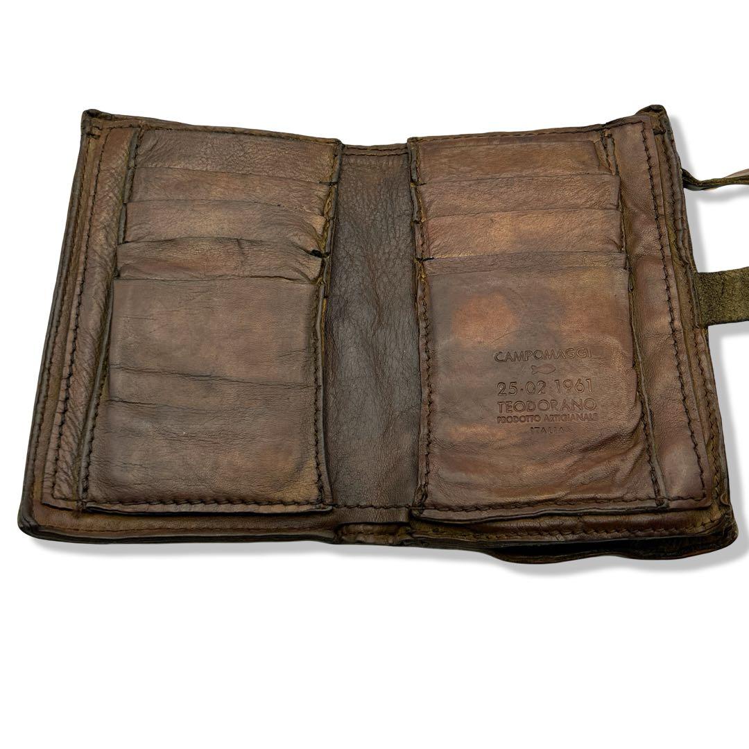 CAMPO MAGGI カンポマッジ 折り財布 スタッズ レザー ダメージ加工