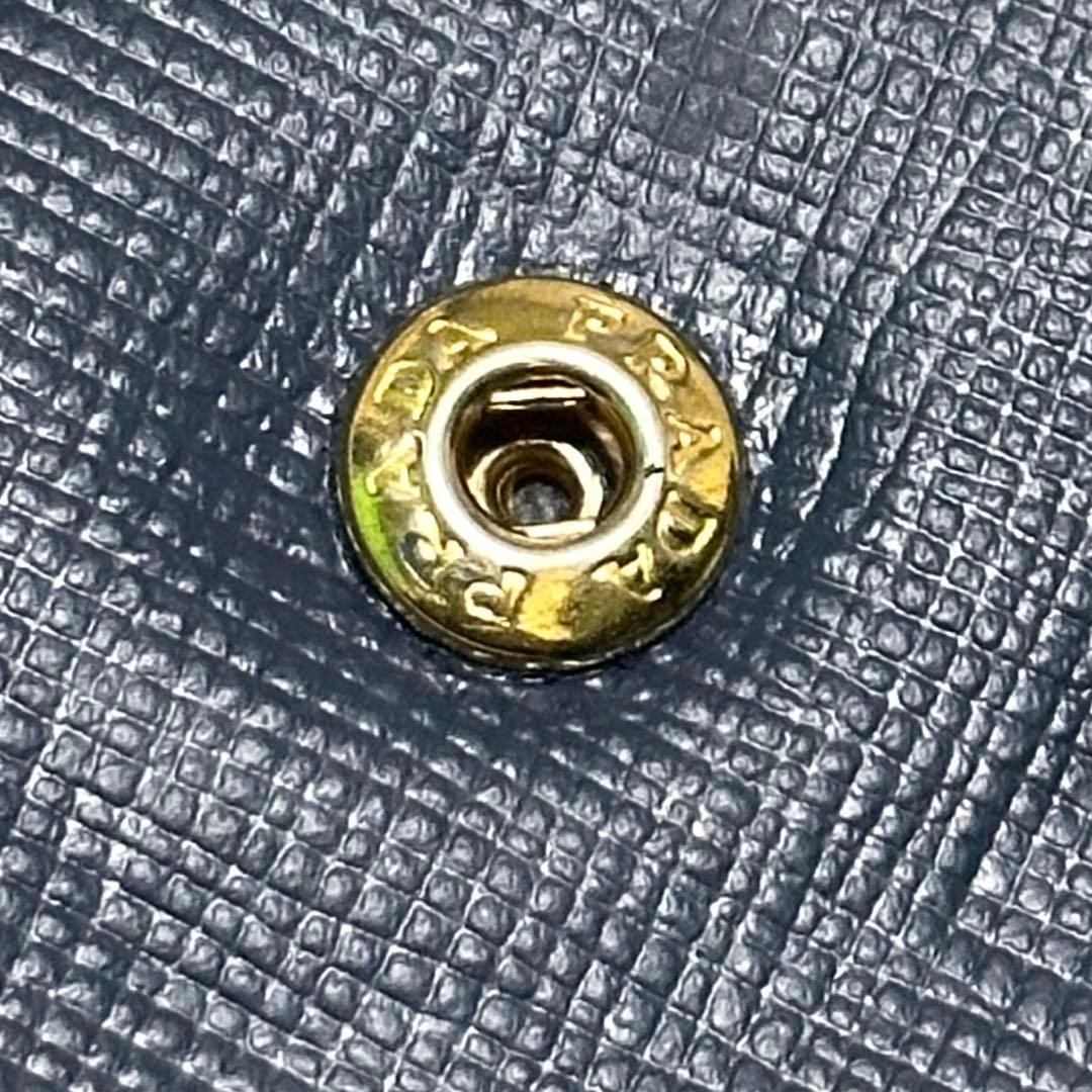 PRADA プラダ 折り財布 ゴールドロゴ ブルー ラウンドファスナー