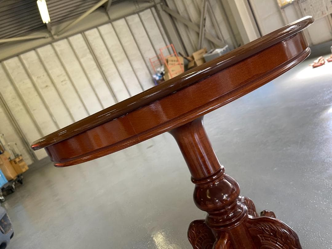 象嵌 ラウンドテーブル 猫脚 木製 直径80㎝ 丸テーブル アンティーク調