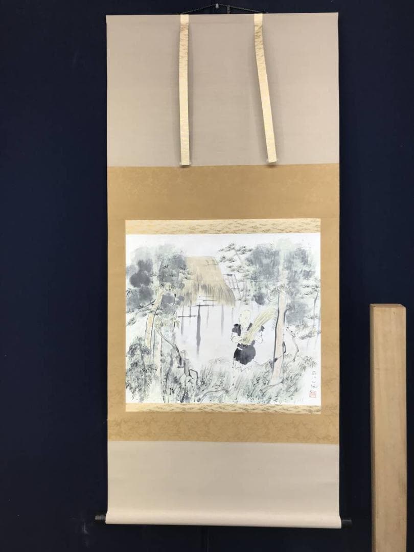 真作/福岡青嵐/田家人物図/山水図/横物/掛軸/名家伝来AE-392 - メルカリ