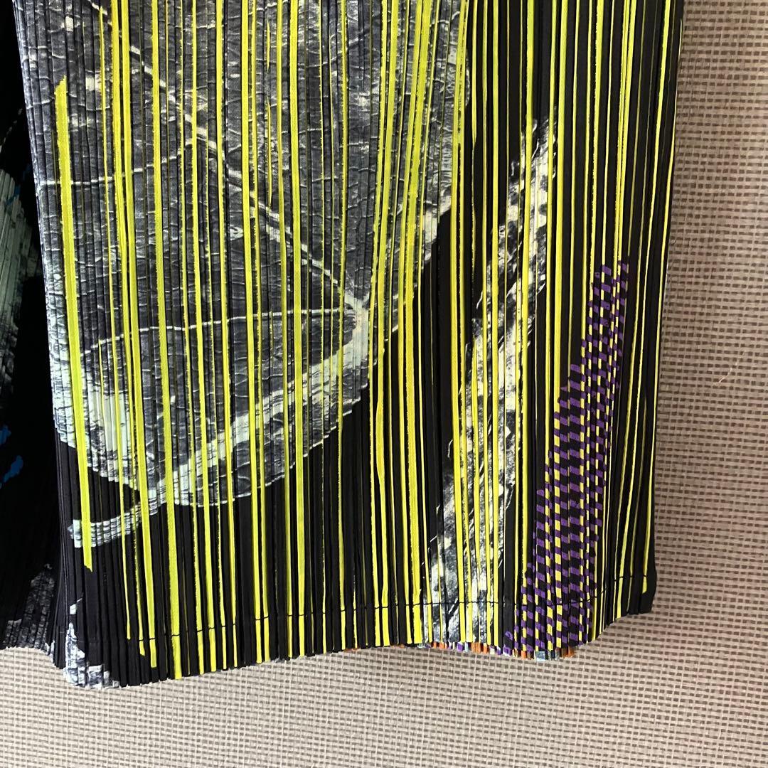 希少 極美品 プリーツプリーズ マルチカラー ワイドパンツ ガウチョ