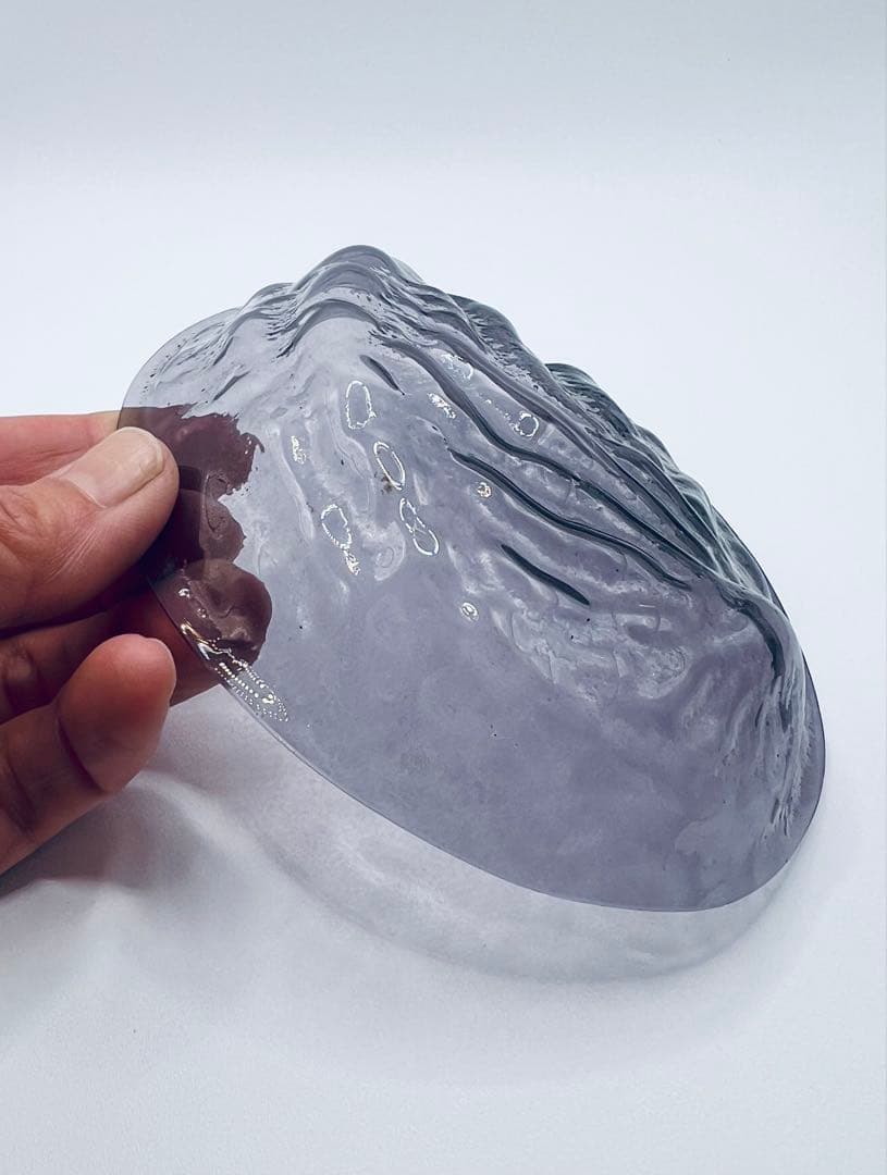 江戸ガラス 型吹きガラスあわび型皿 紫 ギヤマン びいどろ