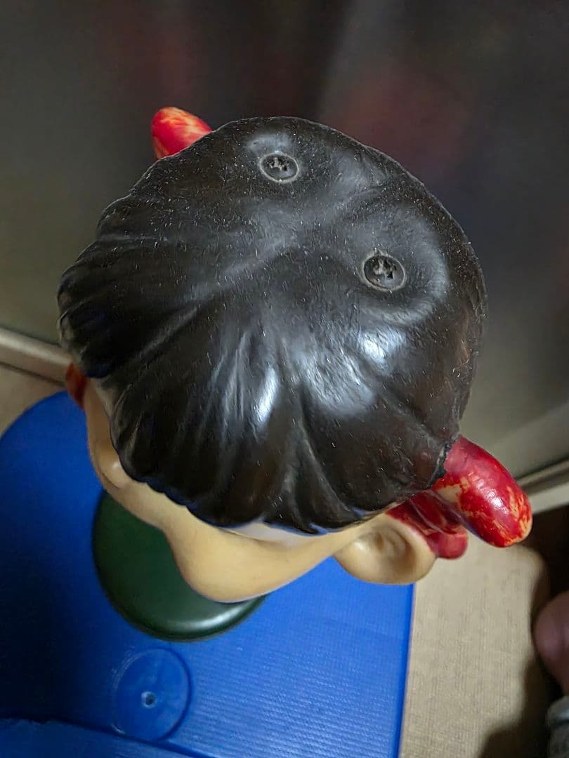 希少！不二家ペコちゃん 首振り ソフビ ブリキ台 31cm 裾紫色 首振り