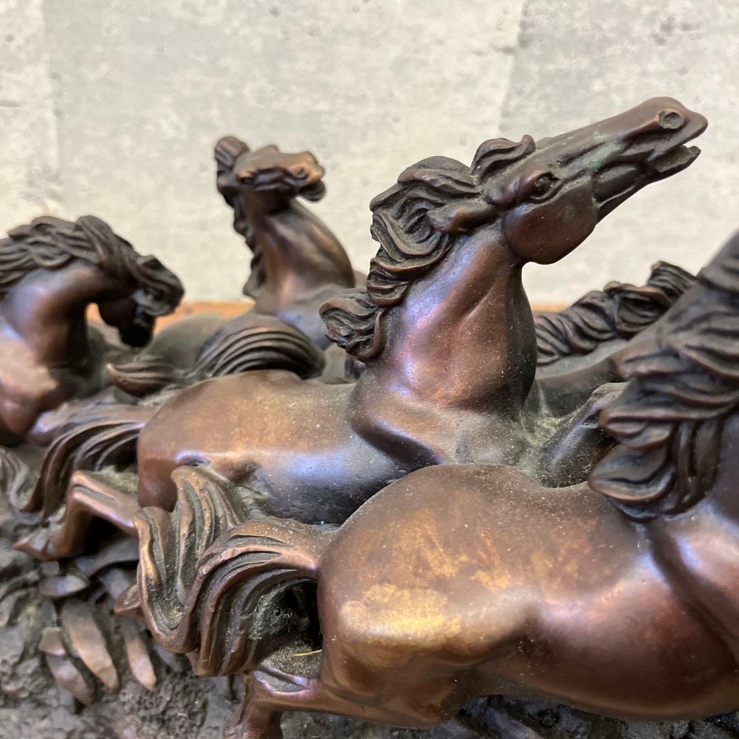 昭和レトロ ブロンズ製 銅製 馬の彫刻 九頭馬 馬九行久 縁起物 開運