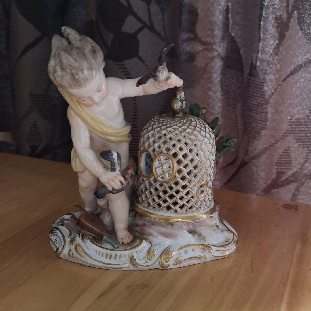 青と白の抽象デザインの陶器花瓶 松風栄一 木箱付き 京焼 染付 昭和