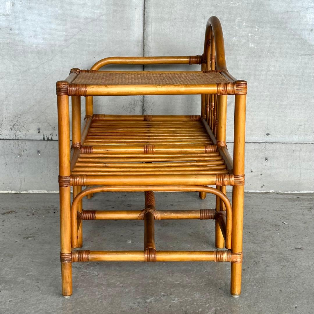 ✿ナチュラルラタンの風合い✿収納付き1人掛けベンチ♪ ソファ