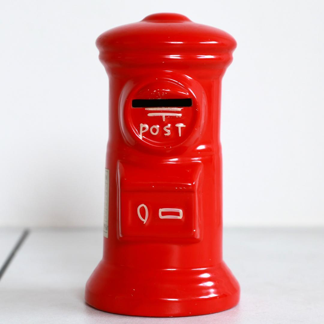 ポスト型 貯金箱 レトロデザイン 高さ約20cm 赤 郵便ポスト
