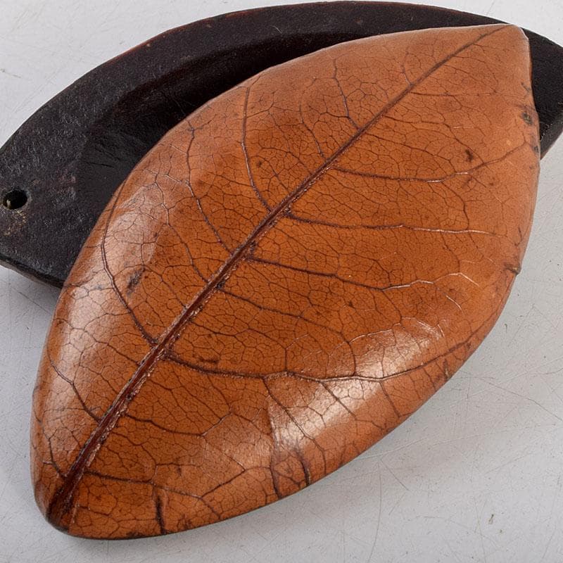 茶道具　塗師　新井宗賀作　乾漆　柿の葉香合　共箱　V　8833