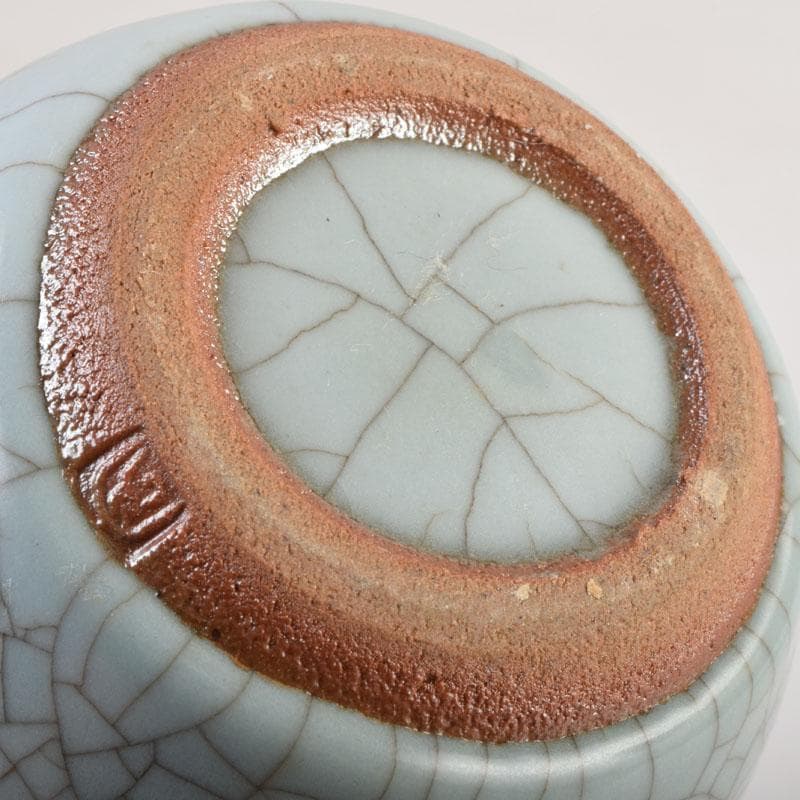 人間国宝 弓野窯 中島宏造 青磁 徳利 共箱 V 9154