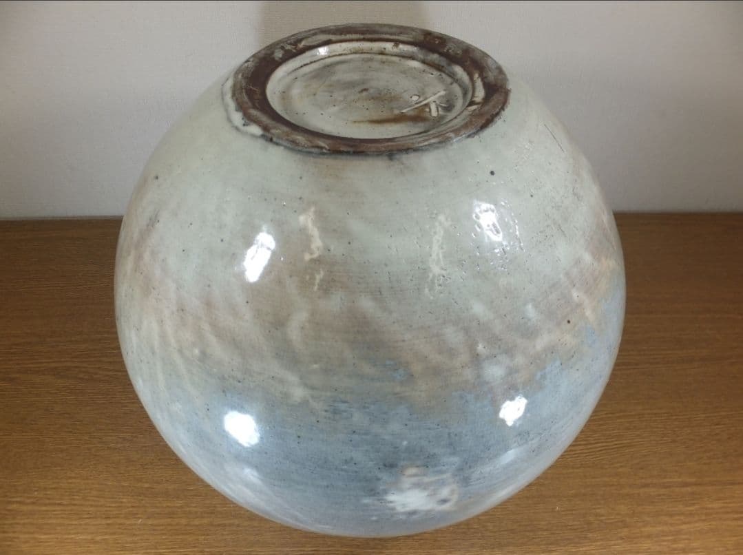 真作保証 小川哲男 大作 約33.2cm 粉引壷 日本工芸会 コレクター