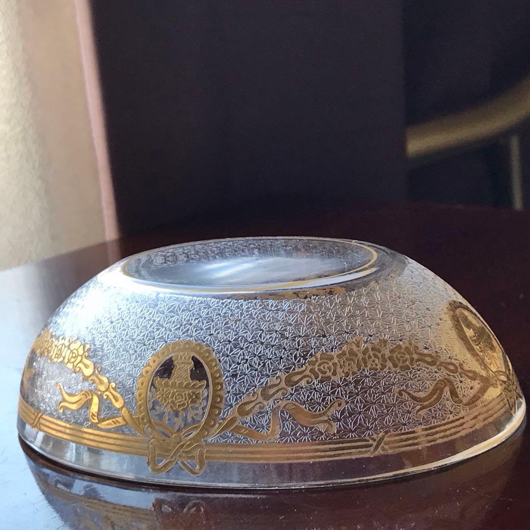 素敵な☆オールドサンルイSt LouisサフォSaphoクリスタル石鹸入れ☆金彩