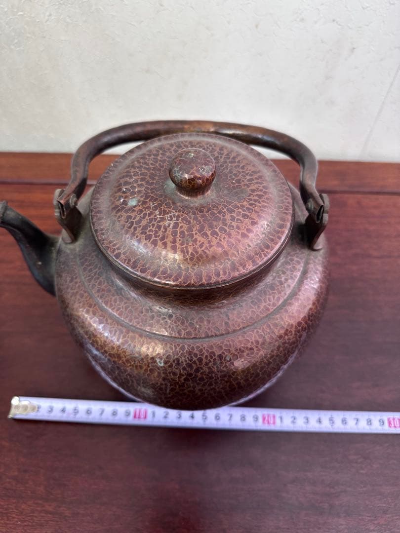 山川堂製 銅製 やかん 職人手作り アンティーク銅本体は槌目して作