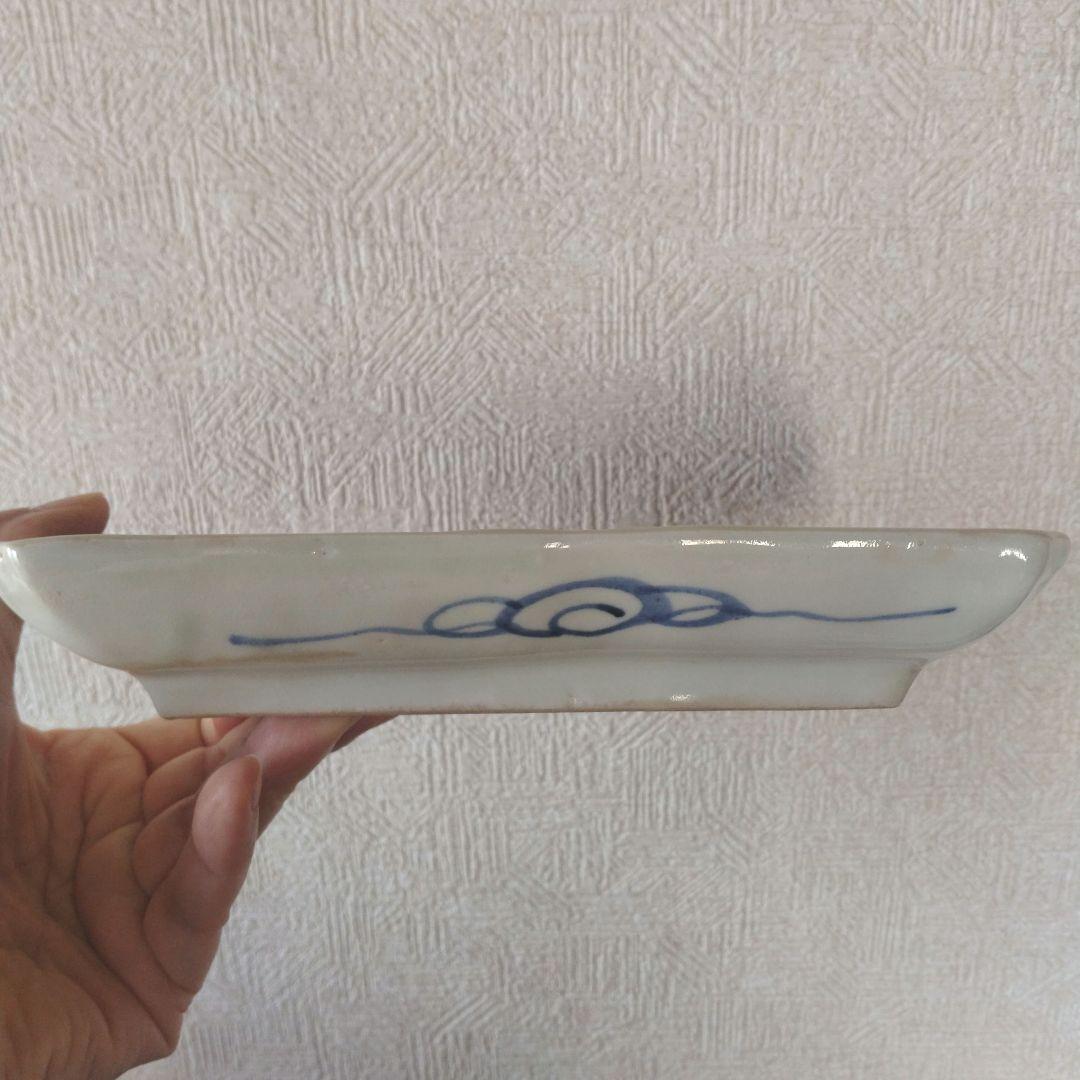 《新春セール！》古伊万里切込焼蛸唐草長皿二客