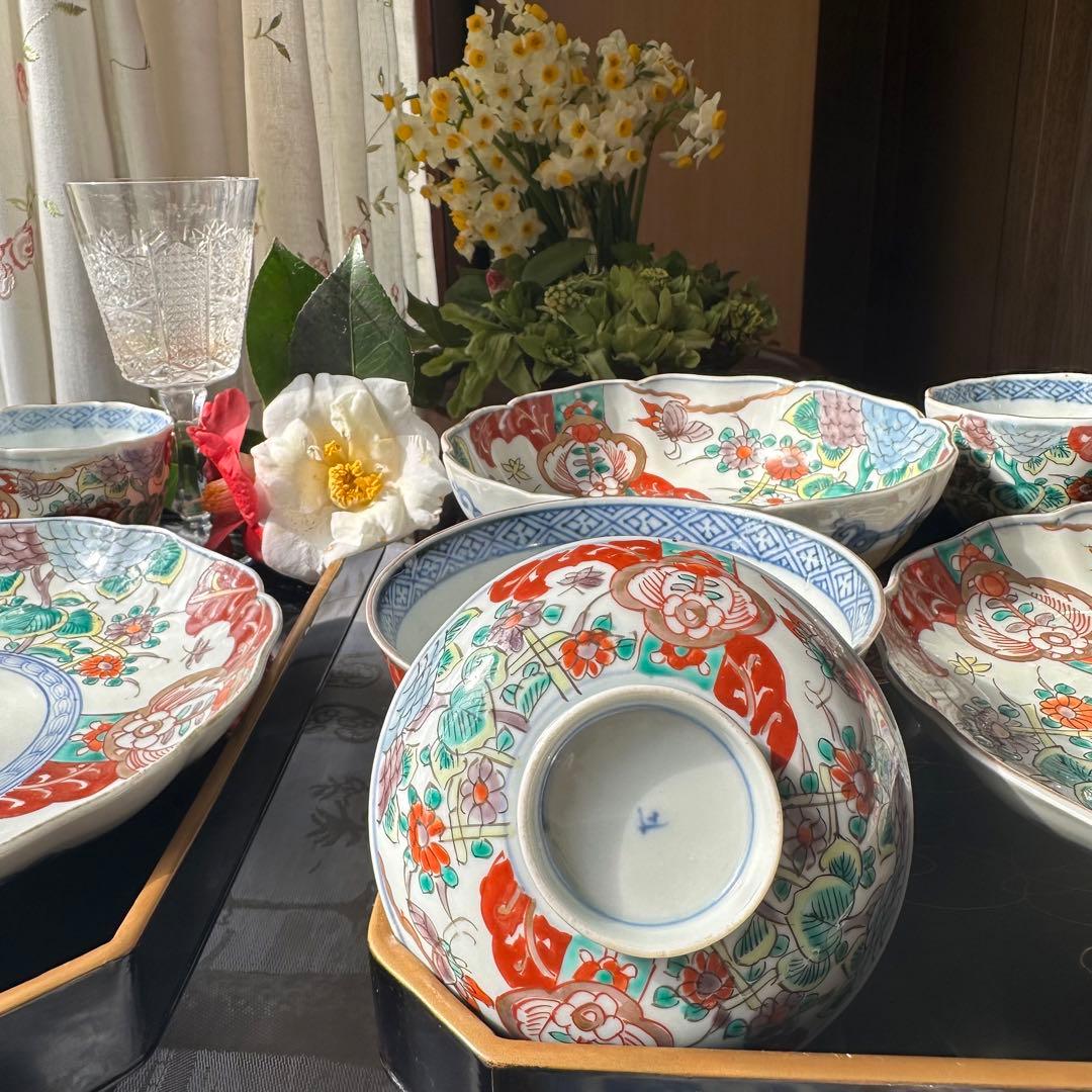 祝ジャングリア‼️六通りもの揃‼️大正伊万里上錦手Dragon❌