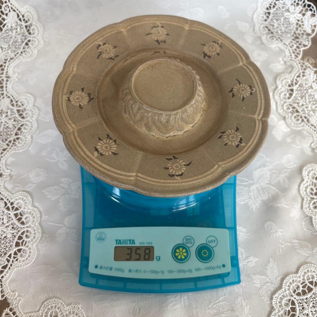 高麗 青磁象嵌陽刻菊花文輪花形 高麗青磁盃台 盞托 骨董品