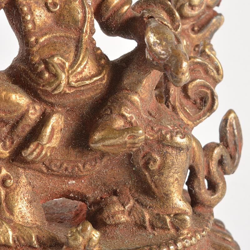 仏教美術　古銅鍍金　騎獅文殊菩薩像　仏像　C　7665E