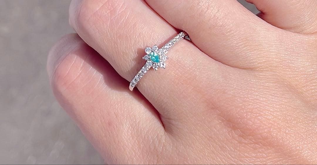 ブラジル産　非加熱パライバトルマリン　プラチナリング 11号　鑑別所付き