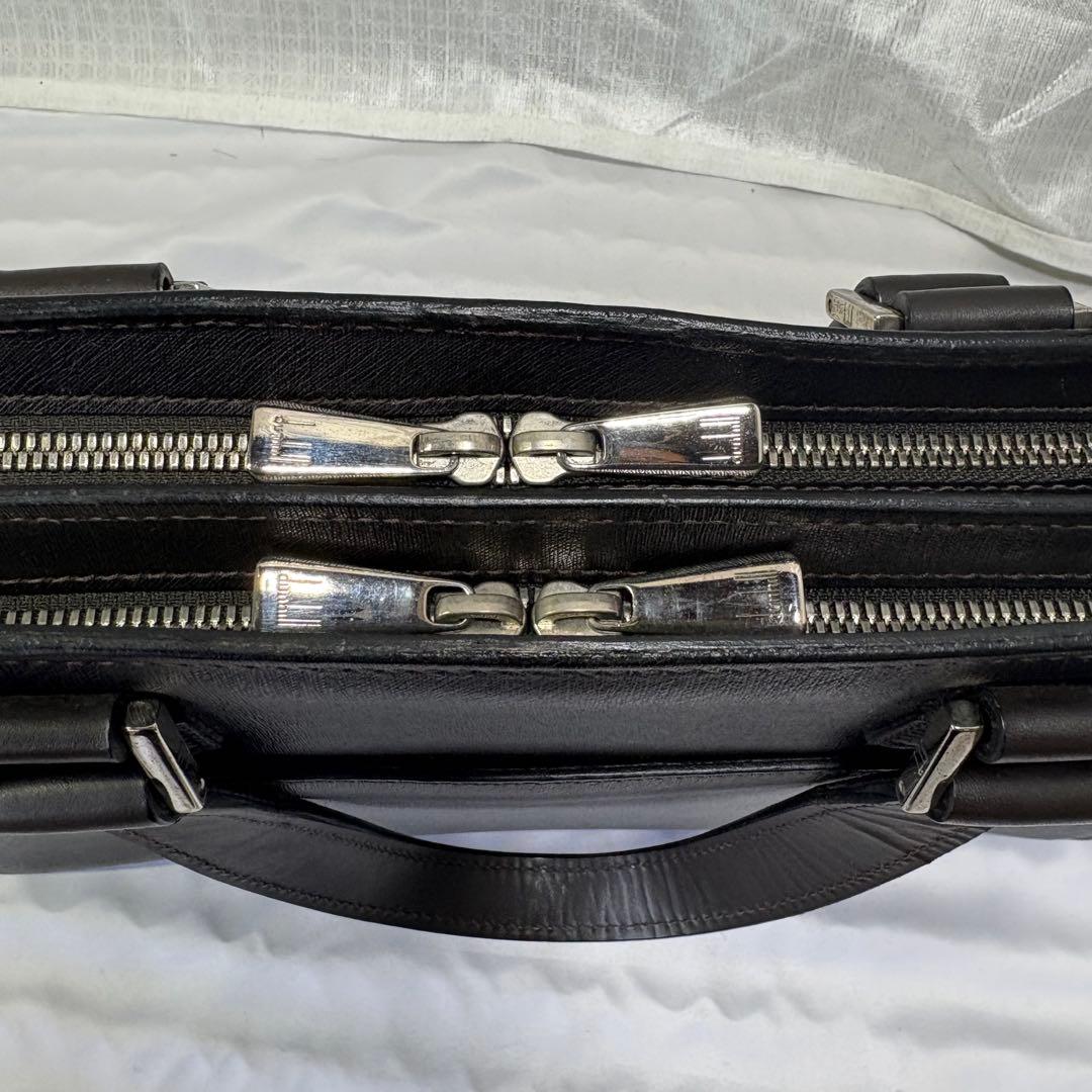 Dunhill ダンヒル ダークブラウン ビジネスバッグ　ショルダーベルト付き